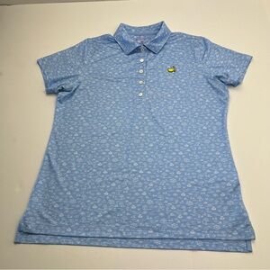 Masters Magnolia Lane Blue White Icons Performance Tech Polo Womens Medium
